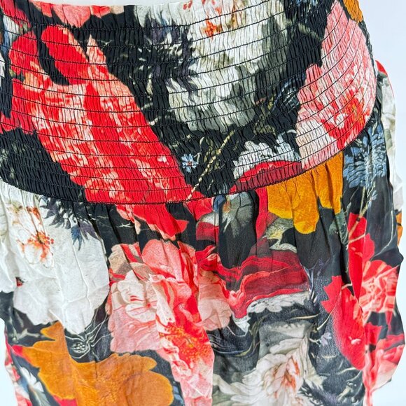 11 Uptown Floral Smocked Waist Skirt Cupra Blend Made In India - Picture 7 of 9